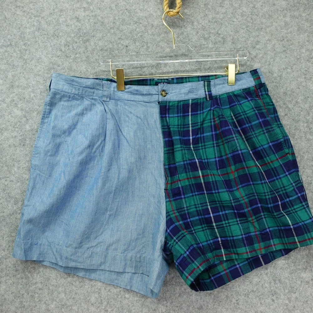 Vintage GANT Shorts Mens 42 Chambray Colorblock Black Watch Plaid Salty Dog 41x4